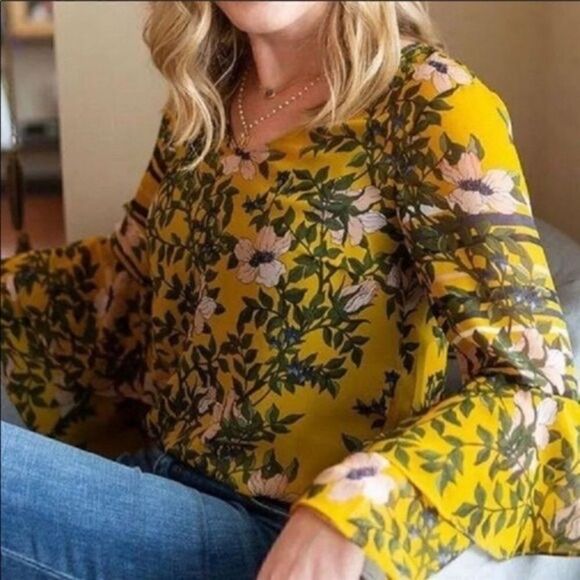 CAbi Yellow and Green Floral Blouse - Picture 4 of 14